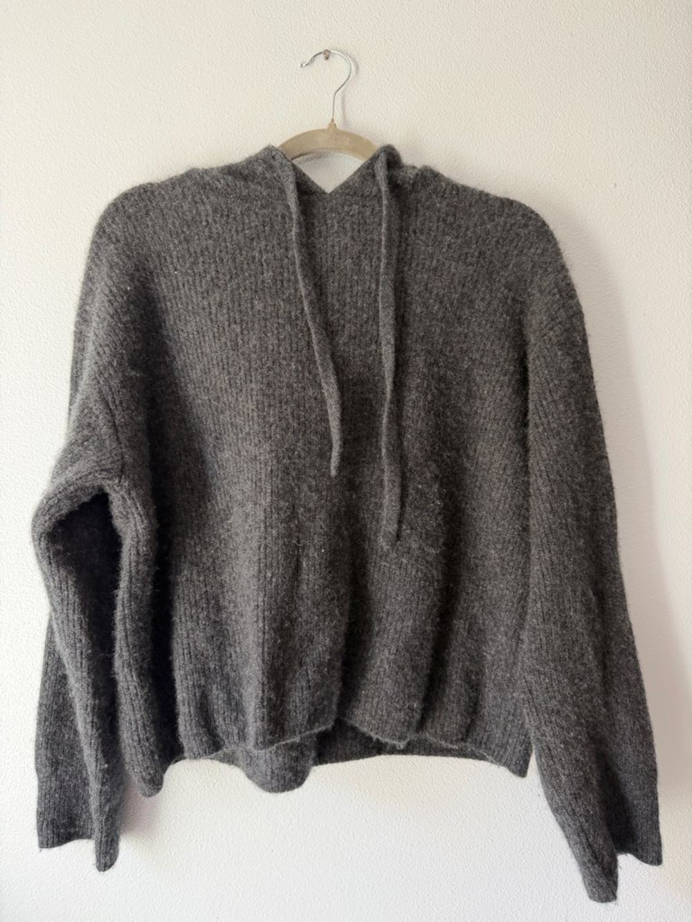 Quince Charcoal Gray Hooded Knit Sweater